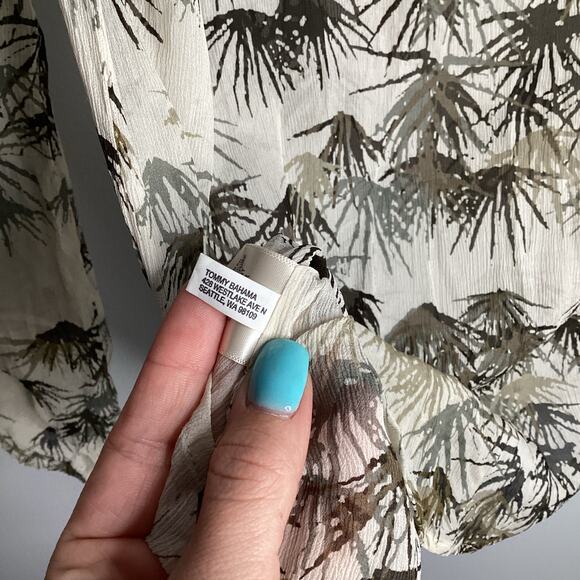 Tommy Bahama Women's Tropical Print Sheer Silk Long Sleeve Tie Front‎ Blouse XS - Picture 6 of 8